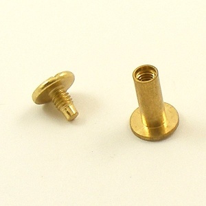 13mm Leather Joining Screw - Brass - 2pk - artisanleather.co.uk